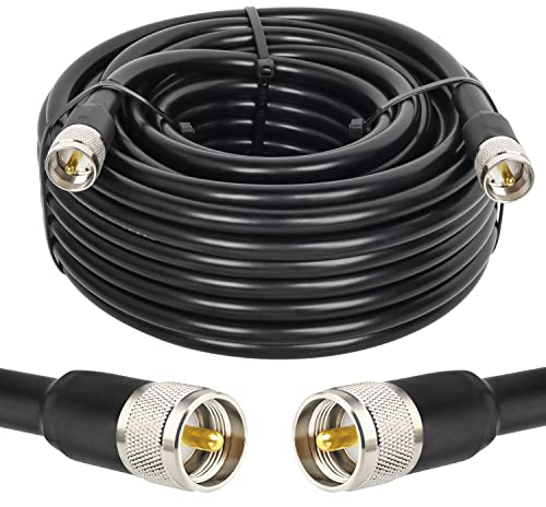 MOOKEERF CB Coax Cable - RG213 UHF Male to Male 50FT Low Loss RG-213 UHF Cable for Ham Radio/VHF Radio/SWR Meter/Antenna Analyzer