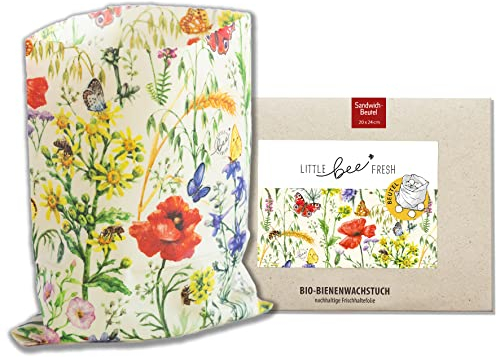 little bee fresh Bio-Bienenwachstuch Sandwichbeutel aus Deutschland - hält Lebensmittel natürlich, schön & plastikfrei frisch! Handgemacht aus Bio-Rohstoffen (Bienentraum)