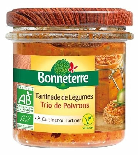 TARTINADE DE LÉGUMES TRIO DE POIVRON 135G, BONNETERRE, UNITÉ