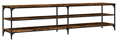 vidaXL Mobile TV Rovere Fumo 200x30x50 cm Legno Multistrato e Metallo, Mobile Porta TV, Mobile dispositivi multimediali, Mobile HiFi, unità TV