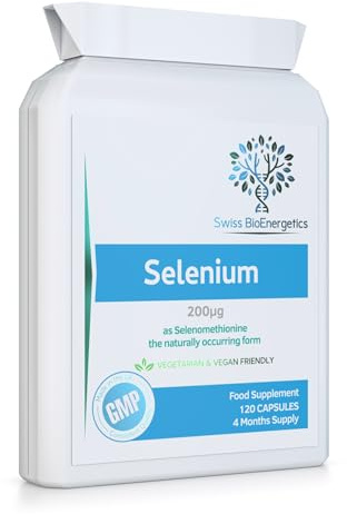 Selenium 200µg - 120 Capsules – 4 Month Supply as Selenomethionine The Naturally Occurring Form with Superior bioavailability - Made in The UK