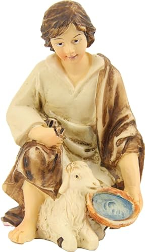FADEDA JOK: Pastore inginocchiato/Altezza:8 cm/Dipinto a mano/Personaggi di Presepe fedeli - Decorazione da tavolo di Natale accessori presepe