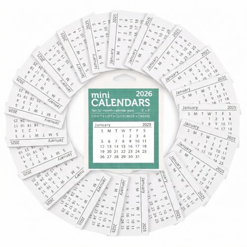 Paper Accents Mini Tear Off Calendar Pads 2026, 3 x 2 Inch, Scrapbooking Calendar Tabs, Monthly Tear Off Pages for Planners Journals and Paper Crafts, 10 Pack