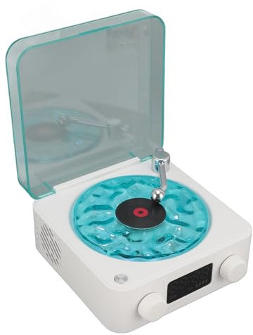 Msiud Giradischi in Vinile, Waves Player Cordless Stereo Compatto Suono Luce Ambientale Gira Dischi per Vinili Giradischi Lettore Con Luce RGB Altoparlante 3 Modalità Suono