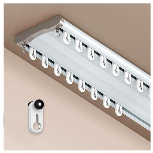 Rail De Rideau Plafond Rail Pour Rideaux Tringle À Rideau En Aluminium 150/380/420/500cm Double Silencieuse Barre Rideau Pour Salon Chambre Séparateur De Pièces(White,100cm)