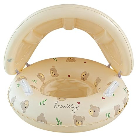Kids Swim Float with Canopy - 1 Pack | Removable UV Sun Canopy | Inflatable Swim Seat | Beach, Pool & Bath | Bear & Rabbit Design | 3-48 Months | Outdoor summer-fun