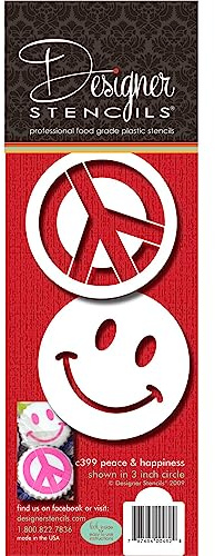 Designer Stencils Peace & Happiness Cookie Set Stencils, Beige/semi-transparent