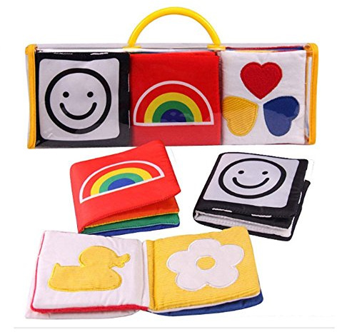 Itian Set di Libri di Stoffa Composto da 3 Pezzi per Lo Sviluppo Intellettivo del Bambino - Libri Stampati su Morbida Stoffa Destinati all'attività di Apprendimento dei Bambini in età Prescolare
