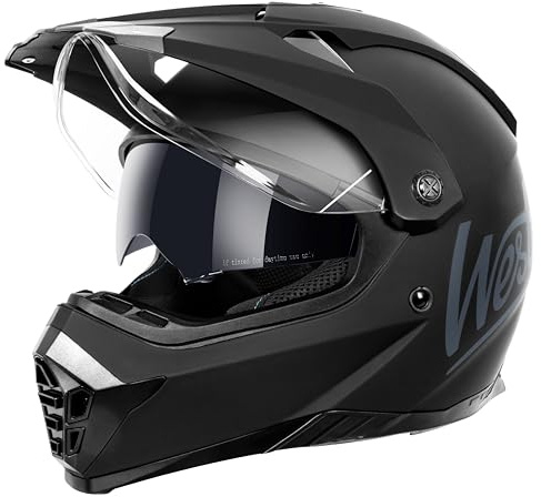 Westt Casco Moto Enduro omologato ECE 22.06, Casco Moto per Uomo e Donna Casco Cross Calotta robusta in ABS, imbottitura lavabile – Ideale per enduro, città e MTB