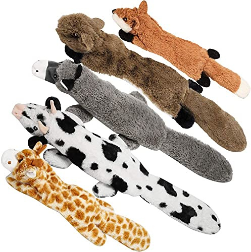 Nocciola 5 Pack Jouet Chien Indestructible avec Couineur en Peluche Pas de Rembourrage, Jouets Interactifs à Mâcher pour Chiens de Petite/Moyenne/Grande Taille, No Stuffing Dog Gifts(46-57cm)