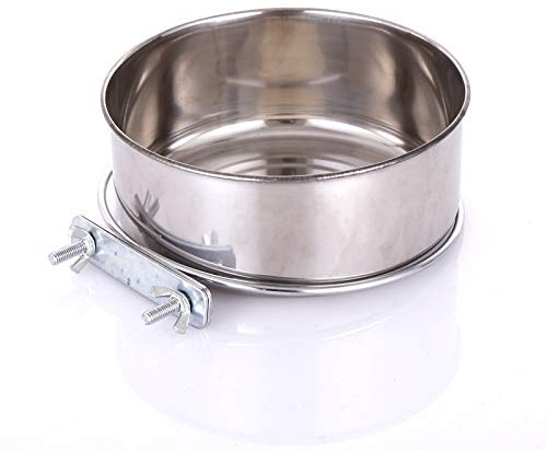 Stainless Steel Pet Crate Bowl with 2 Bolt Holder - Dog Cat Parrot Bird Food and Water Bowl (16 * 6cm)