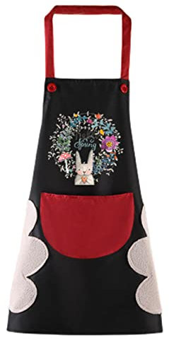 FAIRYGATE Aprons for Women Cooking PVC Waterproof Apron Chefs Kitchen Bib Pinafore Wipe Clean With Pocket for Baking Grilling Household Cleaning Gardens Art Craft Professional A1813
