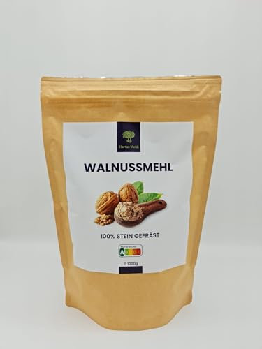 Harina de nueces 1000 g -by Hortus Verdi - Fibras alimenticias - Sin gluten - 100% natural - vegano rico en proteínas