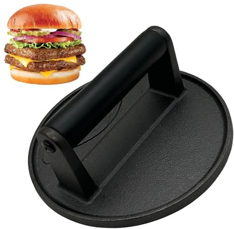 Prensa de peso para filetes,Prensa de parrilla de hierro fundido,Prensa de plancha Prensa de carne plana - Prensa de peso para carne con mango resistente al calor, herramienta para a la