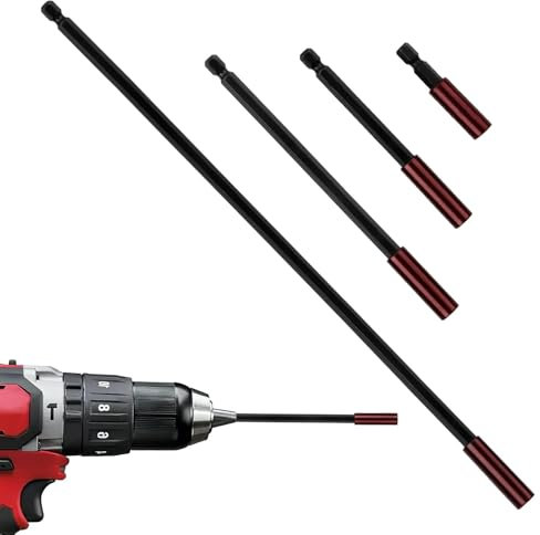 4 Pack Magnetic Drill Bit Extension Holder, 1/4 Inch Impact Drive Hex Extension Holder Set Screwdriver Extension Bit Holders 48mm 95mm 145mm 295mm for Impact Drill Bar Tool Adapters Nuts Screws