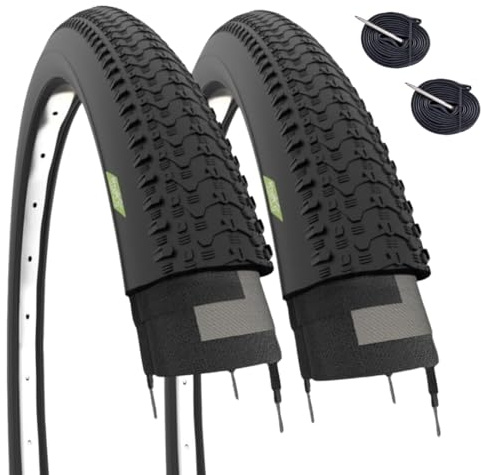 2 neumáticos de 27,5 x 2,10 (54-584) + 2 cámaras de Aire con válvula Francesa para Ruedas Bicicleta MTB de Goma de Carretera para Hombre Off-Road