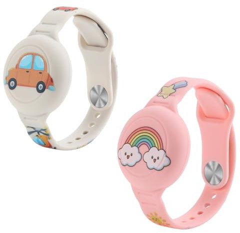 Aiyraa 2 Stück Kinder Wasserdicht Armband, Pack für Airtag Armband, GPS Tracker in Silikon, Anti-Verlust & Kratzer, für AirTag Schutzhülle Anti-Lost,für AirTags Band für Kinder und Senioren
