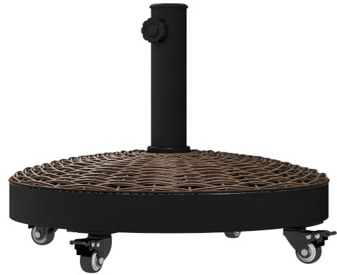 Outsunny Pied de Parasol Rond 4 roulettes Ø 52 x 41H cm Résine Bronze