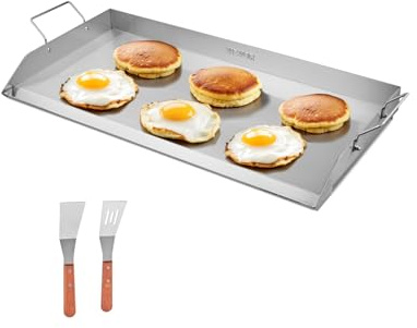 VEVOR Piastra in Acciaio Inox, Piastra Rettangolare Universale da 809x370 mm, Piastra a Gas, Pentole da Fornello Portatili per Famiglie con Manico, per Campeggio, Festa, Picnic, Eventi da Esterno
