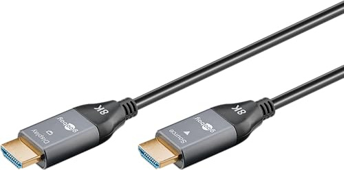 goobay Cavo ottico ibrido HDMI 50 metri – Cavo HDMI 2.1 Ultra High Speed con Ethernet, 8K/60Hz, tecnologia AOC per TV, monitor, PS5, Xbox, alta flessibilità, spina robusta, 76278