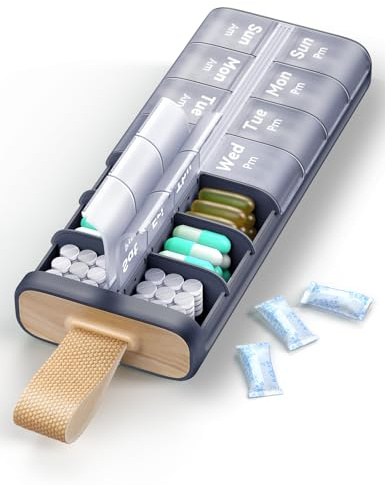 IDEERFIT Boîte à comprimés 7 jours Pilulier [certifié LFGB] [Étanche] [Boîte à comprimés 2 fois par jour] Organisateur de comprimés Organisateur de pilulier Boîte à médicaments Matin Soir (Blanc)