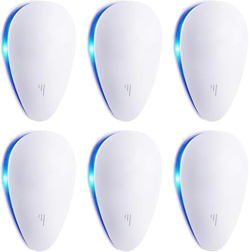 JAR HEADS Ultrasonic Pest Repeller(6 Pack), Electronic Mouse Repeller Plug in Bug Repellent for Control Mice, Mosquitoes, Spiders, Cockroaches, Ants, Bugs, Fleas, Harmless to Pets and Human