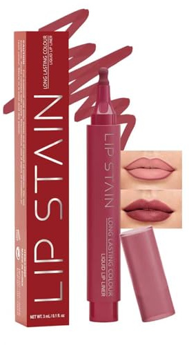 Crayon a Levre Lip Stain Pen, Rose Rouge a Levre Mat Longue Tenue, Rouge à Lèvres Sans Transfert, Waterproof Highly Pigmented Lip Liner, Silky Lipstick Pen, Natural Tattoo Effect Maquillage Femme-04