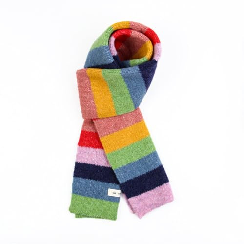 Kashmirscarf， Stickad ullhalsduk for kvinnor, flerfärgad, 150x20cm(Rainbow)