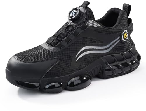Scarpe da lavoro da uomo, scarpe antinfortunistiche con punta in acciaio, scarpe da lavoro e da lavoro, leggere, di sicurezza, comode, con punta in acciaio, 013 nero, 46 EU