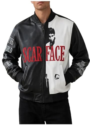 MERCH ATTIRE Veste universitaire en cuir pour homme Style rétro années 80 Style vintage Letterman