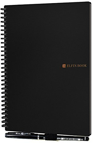 NetEraEU Elfinbook 2,0 Smart Notebook borrable Cuaderno impermeable Bloc de notas reutilizar 5,8x 8,2 pulgadas (A5 negro)