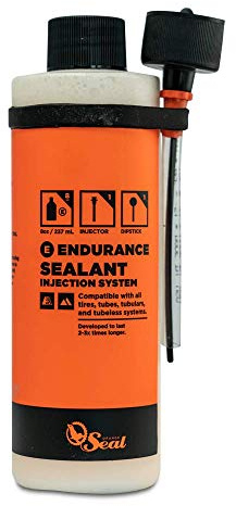 Orange Seal - Endurance Formula Tubeless Bike Tire Sealant with Injector | Long Lasting, Fast Sealing | for MTB, Road, CX and Gravel Bicycle Tires | 8oz w/Injector