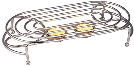 GLOW Stylish Food Warmer – Chrome Stand with 2 Tea Light Candles to Keep Dish Plate Bowl Casserole Soup Fondue Hot – Ideal for Buffet Catering Restaurant Dinner Wedding Christmas Family Dinner Party