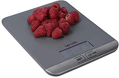 Taylor Slim Digital Kitchen Scale, Compact Food Scale, Highly Accurate Digital Food Scale, Weights 5kg, Grey, Gift Boxed