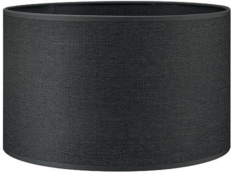 Home Sweet Home Moderner Lampenschirm Canvas | Zylinder |35/35/21cm | Schwarz | Stoff-Lampenschirm aus Baumwolle | für E27 Lampenfassung | RoHS-geprüft | geeignet für Stehleuchte