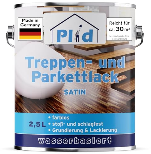 PLID® Parquet – vernice trasparente – semilucido adatto per sigillare pavimenti in sughero, parquet e pavimenti in legno, scale in legno e mobili interni – resistente agli urti – Made in Germany 2,5 l