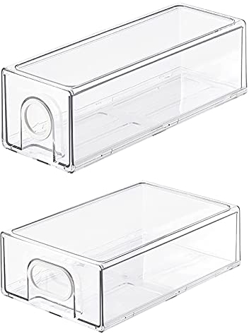 HSF 2 Unids Frigorífico Organizadores y almacenamiento Claro Fridge Caja de almacenamiento Juego de caja de almacenamiento, Tire hacia fuera Caja de nevera Mango blanco Piezas y accesorios de frigoríf