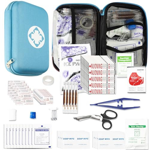 Car-Home Survival First-Aid Kit Emergency-Kit - Blue 273Piece Equipment Travel Supplies First Aid Set Home Essentials Camping Hiking YIDERBO