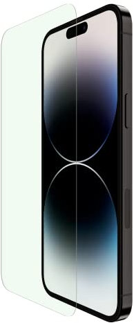 Belkin ScreenForce™ UltraGlass - Protector de pantalla con filtro de luz azul para iPhone 14 Pro Max, resistente a los arañazos, protección contra impactos con bandeja de alineación fácil incluida