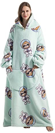 Pterygoid Extra Longue Sweat à Capuche Couverture,Couverture à Capuche surdimensionnée,Capuchon Sherpa Peluche à Manches TV Plaid Couvertures Adulte Femme Homme Unisexe Paresseux de L'espace L-5XL