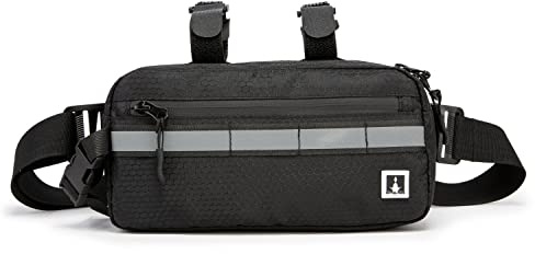 ROYAL FAIR Bike Handlebar Bag Frame Bag with Reflective Stripe, Waterproof Handlebar Bag with Detachable Strap, Universal Fitting for Any Bicycle, Black