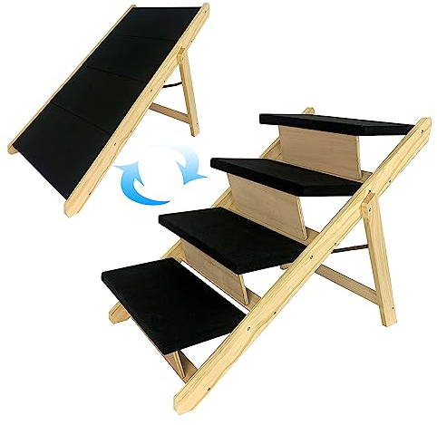 JOIEYOU Hunderampe 2 in1 Haustiertreppe 100cm Faltbar Hundetreppe Rampe Hund Anti-rutsch Petwalk Hundeleiter Auffahrrampe Tiertreppe Hundeleiter Katzentreppe, 100x46x63cm (Typ B)