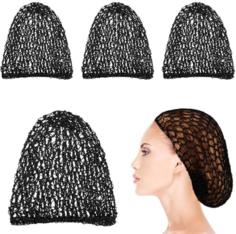JOCXZI 4 Stücke Baumwolle Dreieck Haarnetz - für Rollen, Frauen Haarnetz Mesh Haarnetz Dreieckiges Haarnetz zum Schlafen, Frauen Mädchen Lang Glatt Dickes Lockiges Haar
