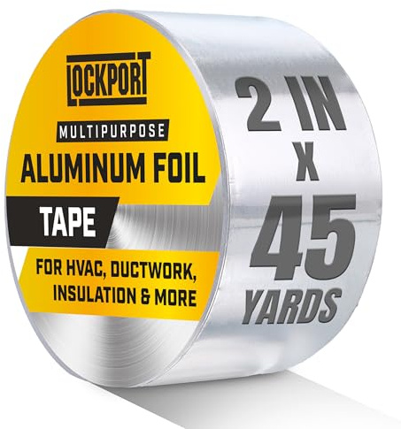 Lockport Aluminum Foil Tape 2 in x 45 Yards - Aluminum Tape - HVAC Duct Sealing, Dryer Vent, Heat Insulation Tape & Ductwork Repairs - Heat Resistant, Waterproof, Professional Grade