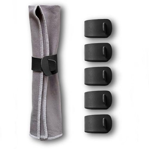 MIQIO® Design Edle Serviettenringe aus Kunstleder | 6er Set | 16x5 cm | Dekorative Servietenhalter | abwaschbar | schwarz