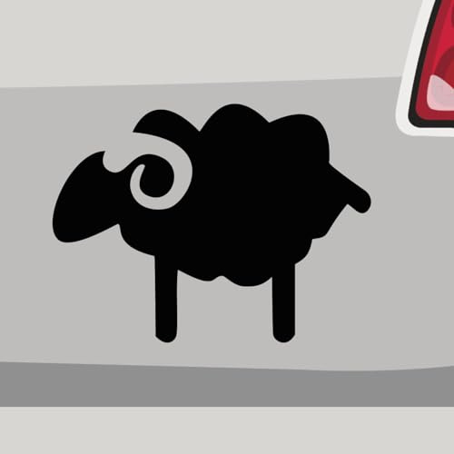 Aufkleber - Schaf Bock Bauer Tier Hörner - Sticker, Folienaukleber für Auto, Motorrad, Fahrrad, Laptop, LKW (8x6cm | Schwarz)