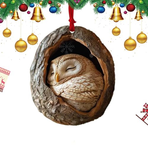 uggla – julprydnad med djurmönster, julgransprydnad för djurälskare, djur-juldekorationer, uggleornament för julgransprydnad, juldekorationspresent