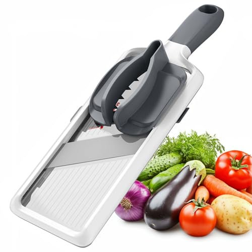 Mandoline Vegetable Slicer for Kitchen - Adjustable 3-Function Thickness,Comfort Grip&Safety Hand Guard,Adjustable Vegetable Slicer,Mandolin,Onion,Potato,Tomato, Cucumber Salad Food Slicer.