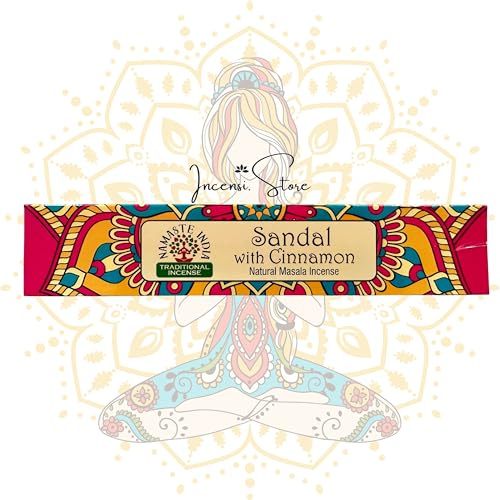 Sandelträ rökelse & kanel - kryddig och träig doft - för meditation, avkoppling, varm atmosfär - 100 % naturlig, handgjord - fri från kemikalier - 15 g