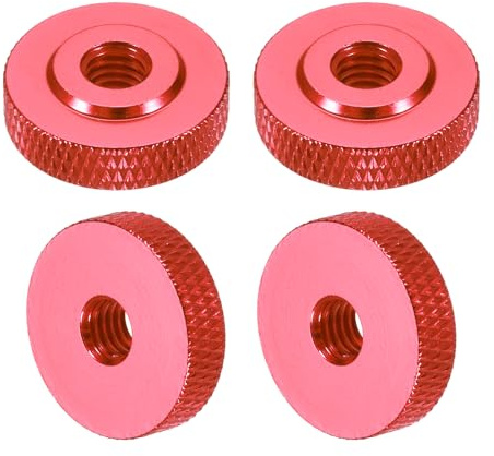 sourcing map 4 dadi zigrinati a testa zigrinata, M6 x 20 mm x 6 mm, in alluminio, con foro passante femmina, per parti di stampante 3D, macchine, fai da te, rosso vino